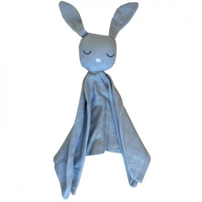 Jucarie paturica din bumbac organic pentru nou-nascuti - Rosie - IEPURAS - Dusty Blue - Petú Petú
