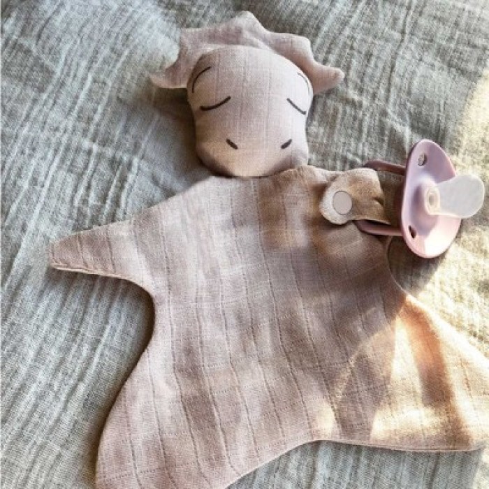 Jucarie paturica din bumbac organic pentru nou-nascuti - Rosie - Dinozaur - Dusty Blue - Petú Petú